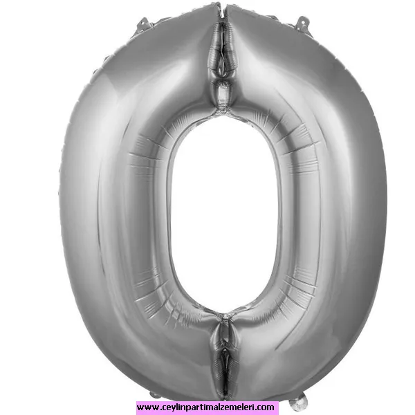 0 Rakam Gümüş Folyo Balon